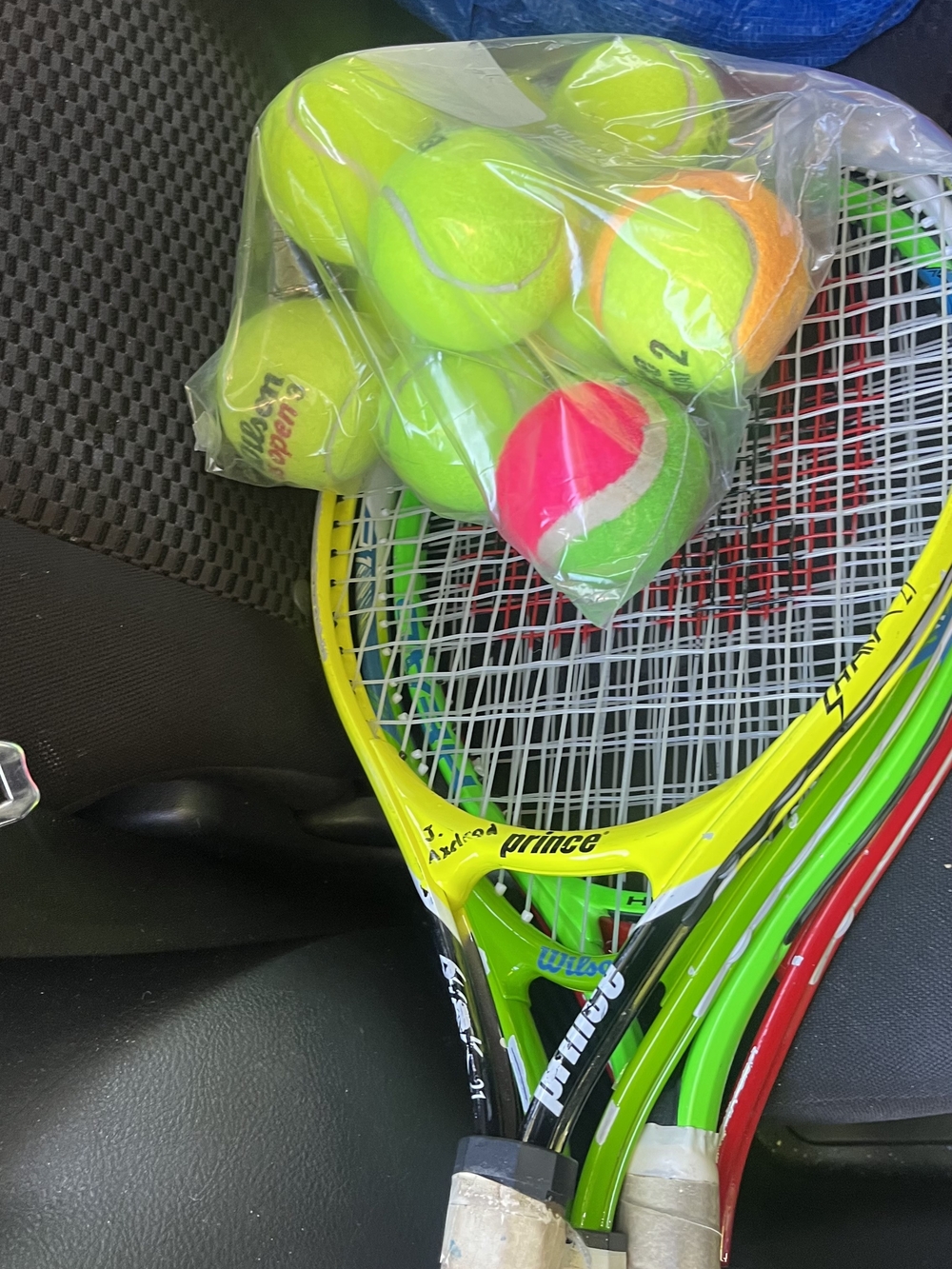 Prince Kids Tennis Racket Set with Neon Yellow and Green Balls